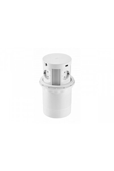 GTV Round Socket, 145 mm, with Charging, 4 xSchuko, 2 xUSB, 2 xRJ 45, White
