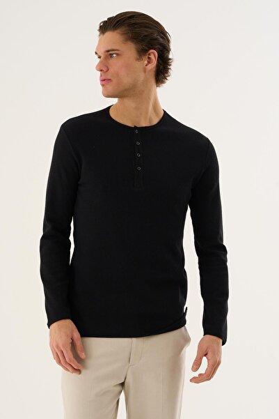 ALEXANDERGARDI Buttoned Collar Long Sleeve Casual T-Shirt