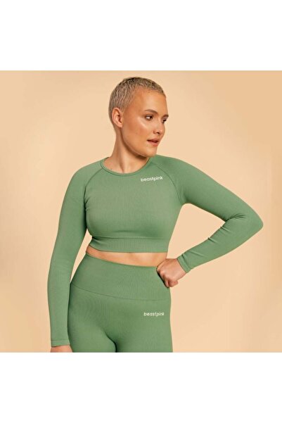 GymBeam Top scurt Hyper Olivine - BeastPink