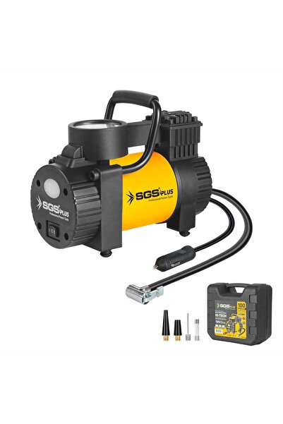 SGS 12V 100 PSI Oto Hava Kompresörü Çantalı Basınç Göstergeli Yedek Sigortalı...