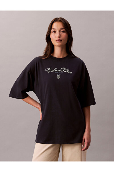 Calvin Klein Kısa Kollu Oversize CK NY Kadın Lacivert T-shirt LV047E232G-VEK