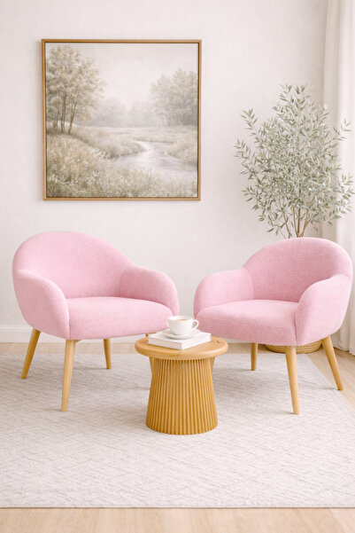 DEKOR MOBİLYACIM Jasmine 2 Berjer Set Ahşap Ayaklı Retro Minimal Berjer Makya...