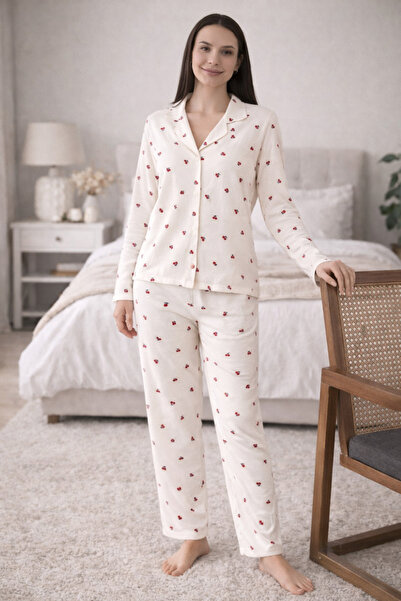 FORMO Women's Patterned Shirt Collar Waffle Fabric High Quality Buttoned Long...