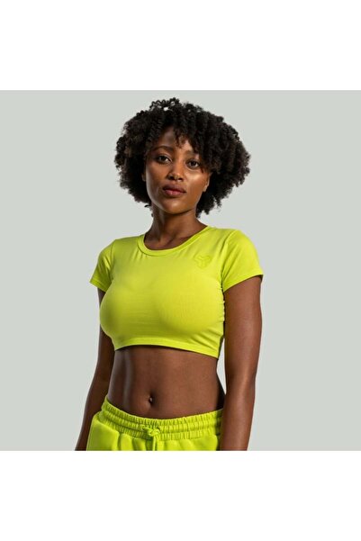 GymBeam Top scurt esențial pentru femei, culoare Chartreuse - STRIX