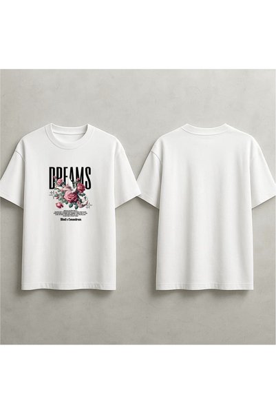 ELFERA TRICOU UNISEX CU IMPRIMEU OVERSIZED DREAMS