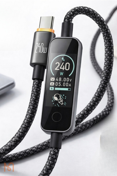 Mcdodo CabVision 240W Usb -C To Usb-C TFT Ekranlı Dokunmatik Mod 1.2 Metre Si...