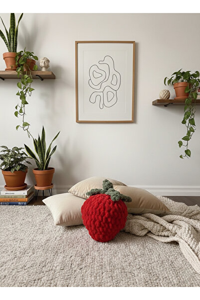 AKK COLLECTİON Puffy Çilek Yastık, Dekoratif Yastık