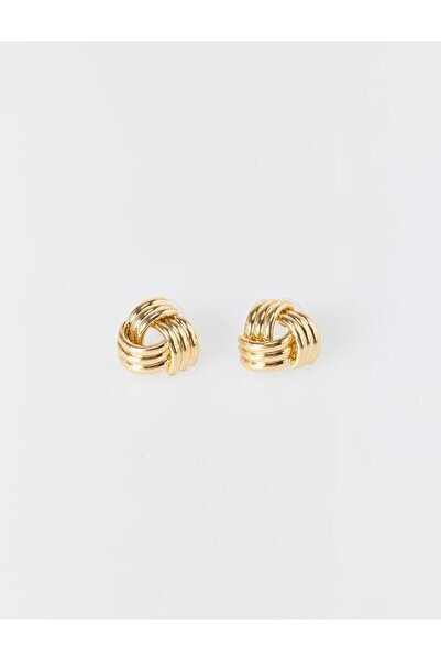 Jimmy Key Altın Rengi Burgu Formlu Parlak Küpe