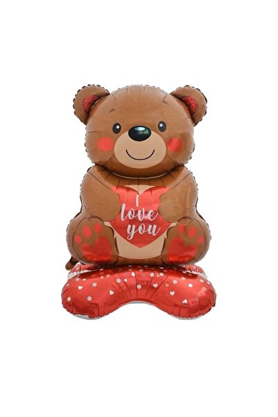 parti sürprizi I Love You Teddy Bear Shaped Foil Balloon with Feet 1 Piece