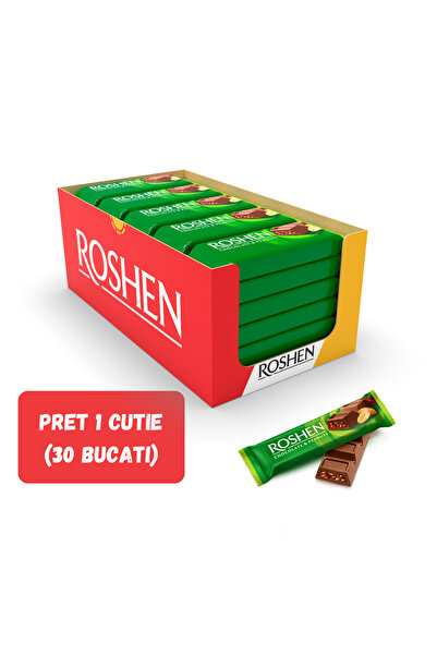 Roshen 30-Piece Milk Chocolate Bars with Creamy Peanut Filling (29g Each)