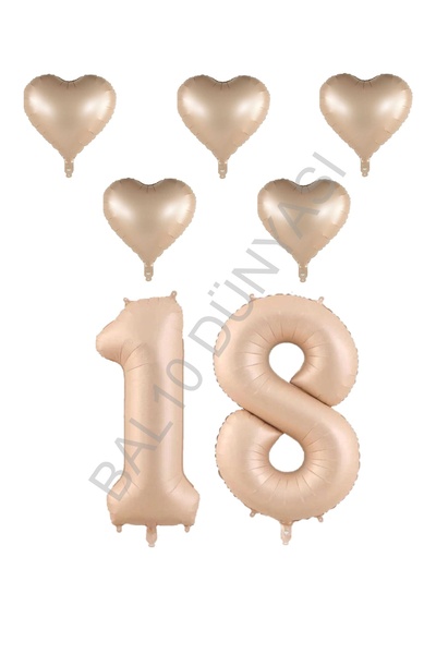 BAL10 DÜNYASI Bal10 Sand Beige Color 18Th Birthday Foil Balloon Celebration Set