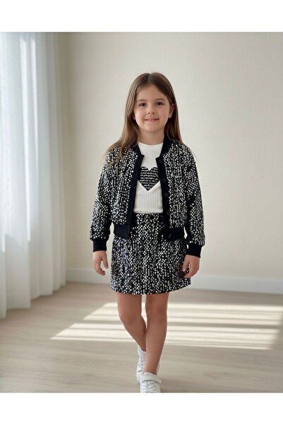 Miniminnakkidswear Kız çocuk takım payetli 3'lü takım