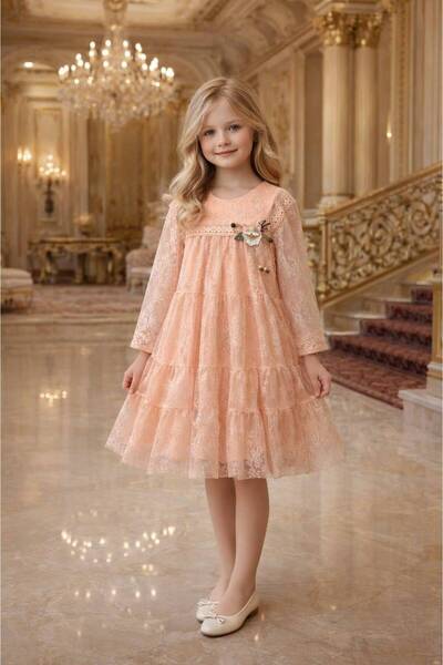 EXTRAÇARŞI Kız Çocuk Dantelli Bayramlık Prenses Düğün Parti Doğum Günü Elbisesi
