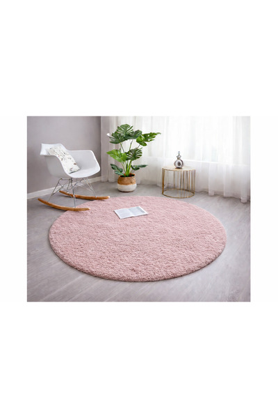 Sarar Yuvarlak Peluş Kaymaz Jel Taban Pudra Pofuduk Halı Yolluk Kilim
