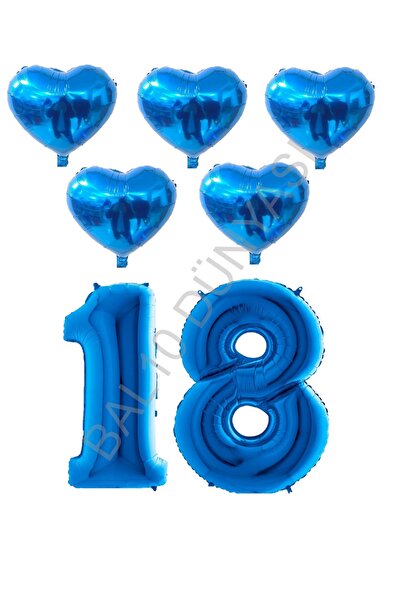 BAL10 DÜNYASI Bal10 Dark Blue Color 18Th Birthday Foil Balloon Celebration Set