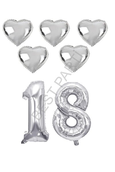 BEST PARTİ أفضل مجموعة بالونات فويل فضية اللون لعيد الميلاد في سن 18 عامًا
