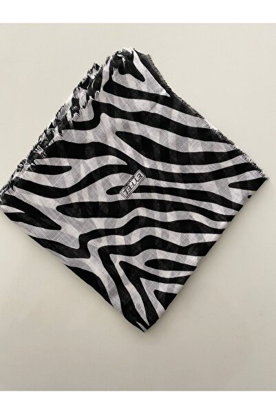 Eyfel İnce Zebra Desen Tülbent Yazma