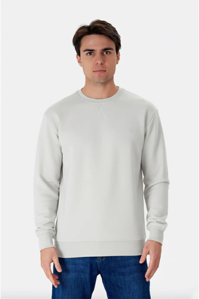 UNIQVIBE Regular Organic Cotton Stone Color Men's Sweatshirt