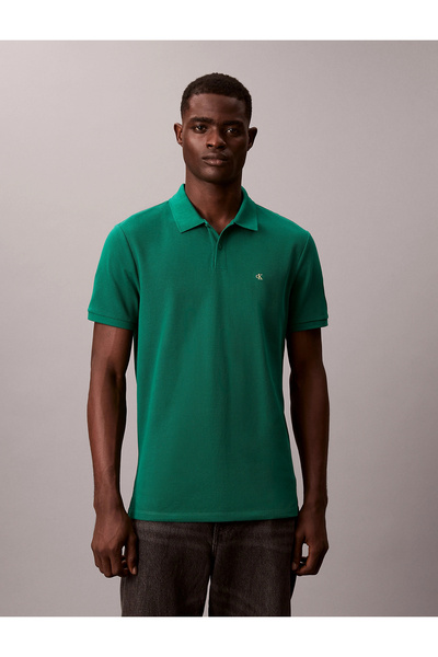 Calvin Klein Erkek Regular Fit %100 Pamuklu CK Logolu Kısa Kollu Yeşil T-Shirt