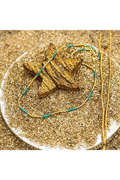 Ezera Κολιέ με ημιπολύτιμη πέτρα κυανίτη, επιχρυσωμένο με πέτρα 18 καρατίων, ...