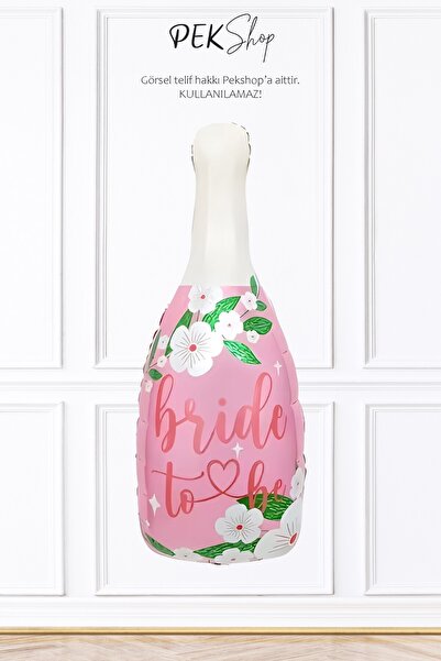 PEKSHOP Çiçekli Pembe Bride To Be Yazılı Şişe Folyo Balon Bekarlığa Veda Balonu