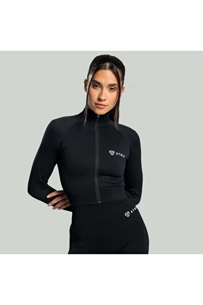 GymBeam Top scurt fără cusături pentru femei, negru - STRIX