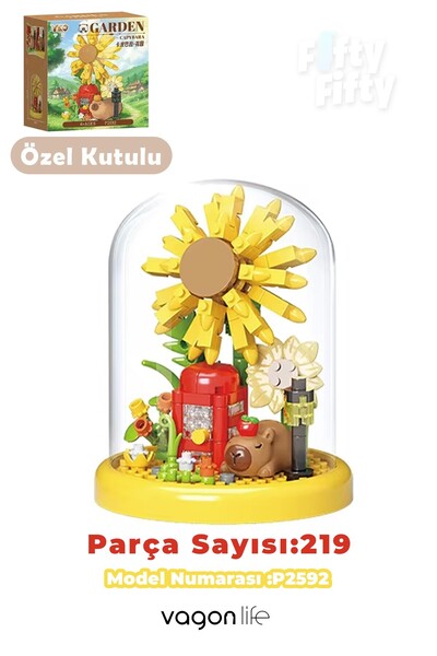 Vagonlife Panlos YKO Serisi Fanuslu Kapibara Figürlü Ay Çiçeği Modeli 219 Par...