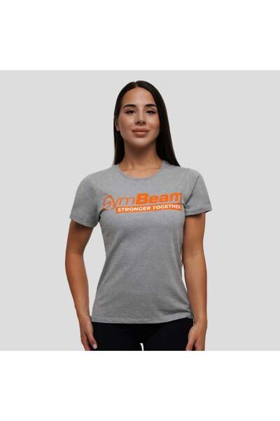 GymBeam Tricou gri pentru femei cu mesajul „Împreună, mai puternici”
