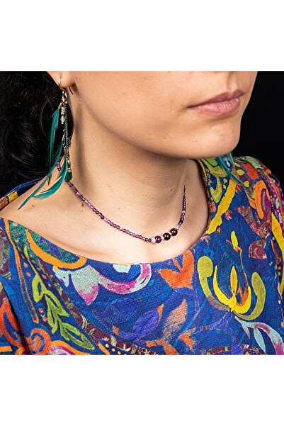 Ezera Colier tip choker Reena din pietre de ametist