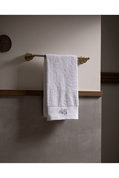 Madame Coco Πετσέτα προσώπου Elyor 100% βαμβακερή - Λευκή/Λιλά - 50x90 εκ.