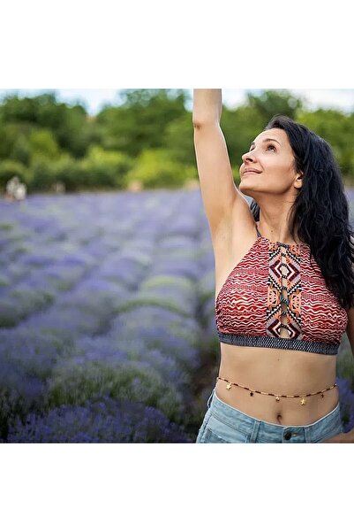 Ezera Versatile Waist/Body Chain Made of Red Jasper Crystals, 18K Gold Plated