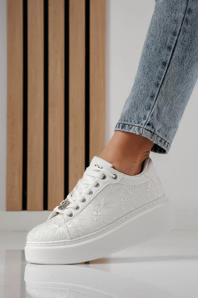 Zaira Women's white textile sneakers Carla #24290 - 39