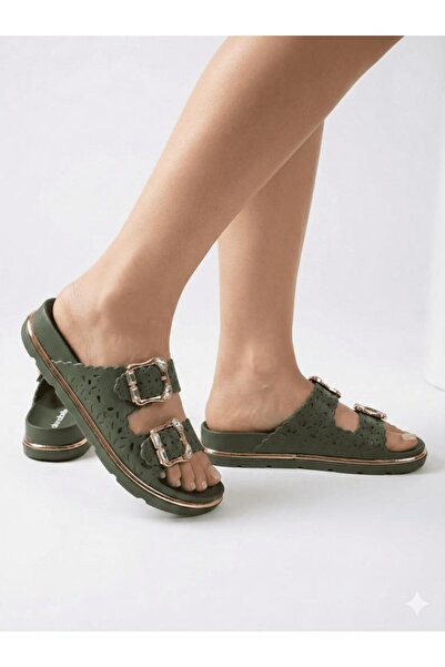 MİNAHOBİ Women's Comfortable Sole Casual Slippers with Stone Buckle and Gold ...