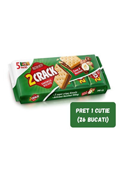 Roshen SET 26 PIECES CRACK, CRACKER WITH COCOA-NUT FILLING 190g/26pcs