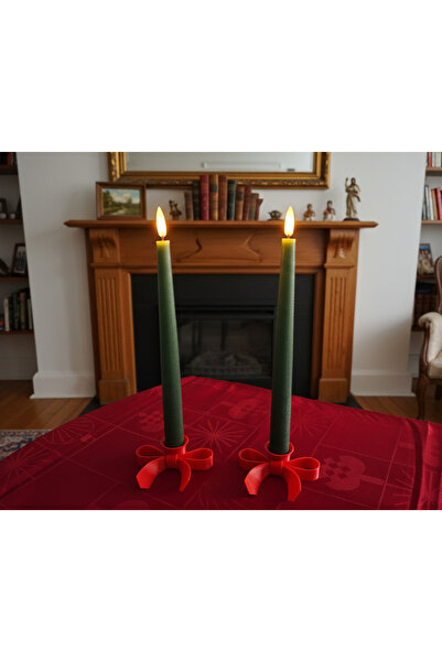 Filkorium3D Zarif 2'li Fiyonk Şamdan, Mumluk, Kurdele Şamdan - Hediyelik Şamd...