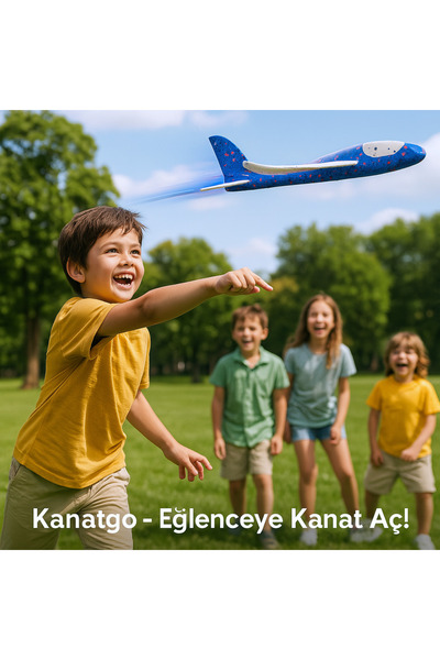 Store 48 Cm EPP Köpük Uçak El Atmalı Beyaz Tonlu Mavi Dayanıklı Oyuncak