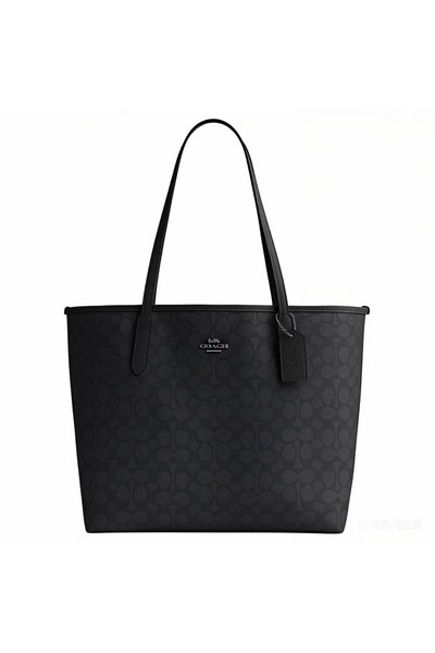 Choose C Outlet City Tote Bag in Signature Canvas - Walnut/Black