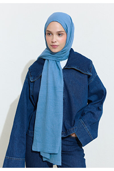 Fresh شال مودال كرينكيل باللون الأزرق الفاتح