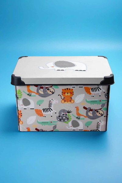 QUTU Style Box Animals Patterned 20 L Decorative Toy and Storage Box