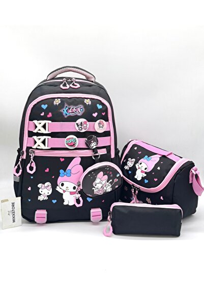 ms mixxstore Set ghiozdan școlar pentru fete cu portofel, accesorii, husă ter...