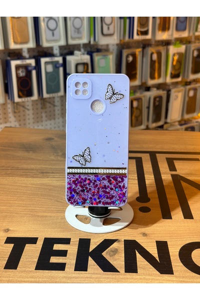 Avcı Teknoloji Market Redmi 9C - 10A Uyumlu Kelebekli Simli Kılıf