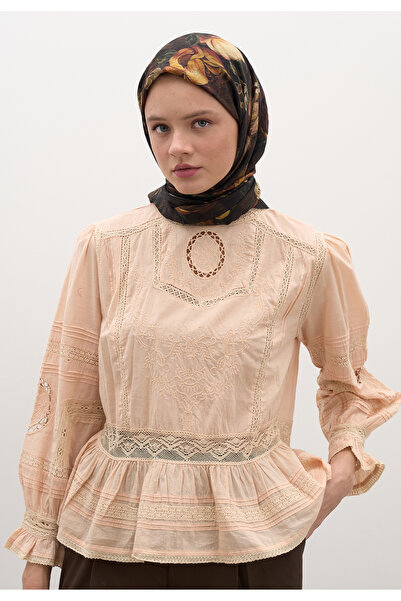 Freshscarfs ΡΟΖΙΝΕ ΣΧΕΔΙΑΣΜΕΝΟ ΒΑΜΒΑΚΕΡΟ ΦΟΥΛΑΡΙ ΒΙΣΚΟΝΗΣ ΚΑΦΕ ΠΙΚΡΟ ΚΑΦΕ