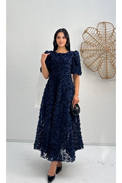 MY GRS Princess Omuz Rose Fabric Dress