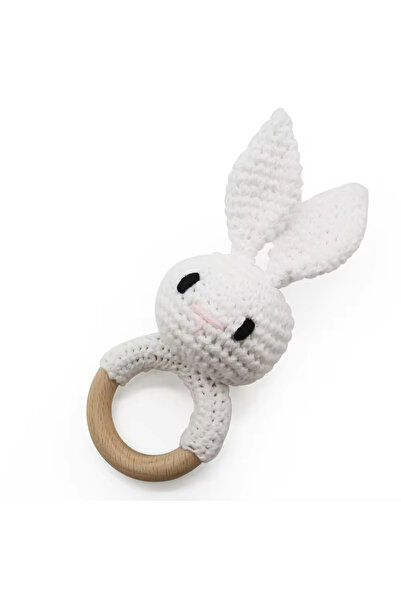 Zenva Crocheted teething Rabbit, white, 15 cm