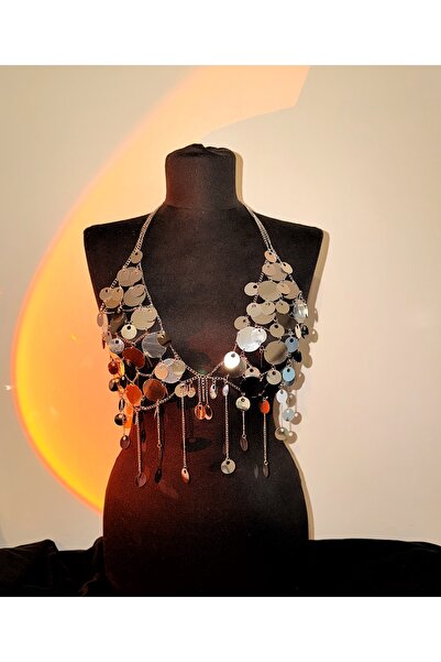 HMR Zincirli büstiyer pullu metal zincirli