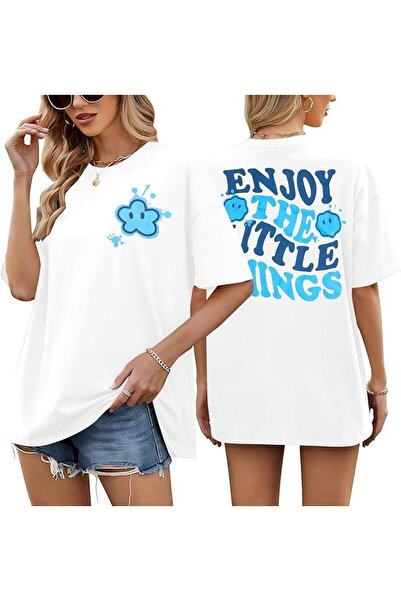 NANYUAYA NANYUAYA Women's T-Shirt, Oversized, Cotton, Text Print, Short Sleev...