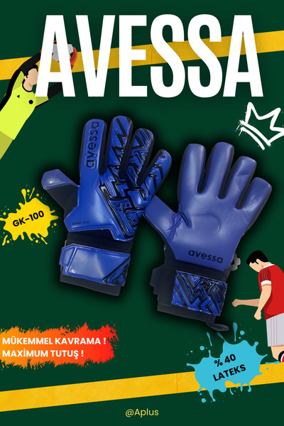 AVESSA GK-100 Kaleci Eldiveni %40 Lateks Kaymaz Yüzeyli Maksimum Tutuş ve Top...