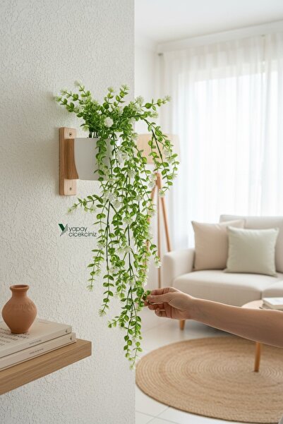 60 cm Dense Leaf White Artificial Ivy in Black Flower Pot