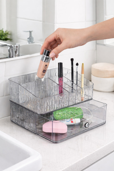 Comprox منظم مكياج مقسم إلى طبقتين