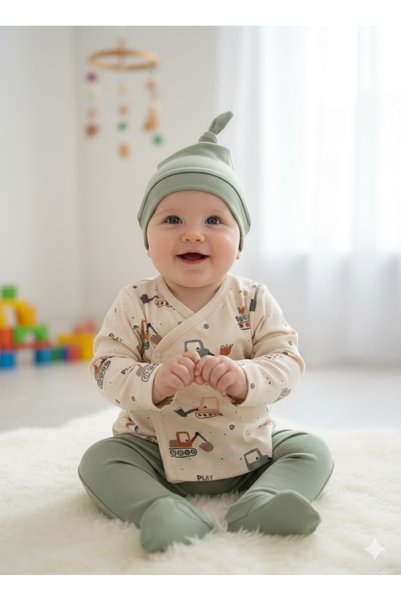 Csp Cassiope Small Tractor Printed Men's 3-Piece Baby Set